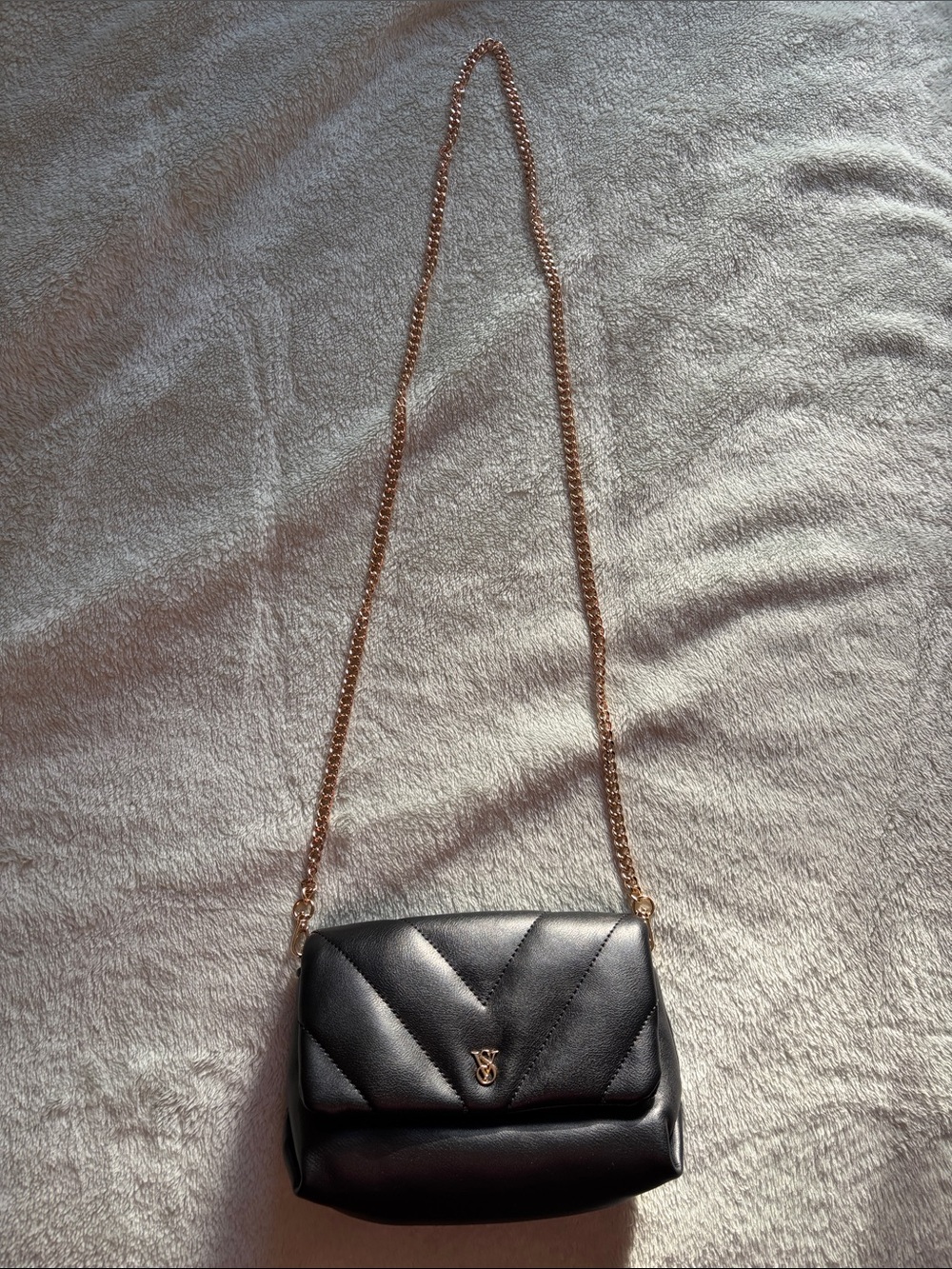 Victoria's Secret BlackCrossbody with Gold Chain Strap